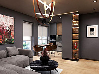 Кухня-вітальня з передпокоєм площею 28 м2. Дизайн КУХНІ-СТУДІЇ