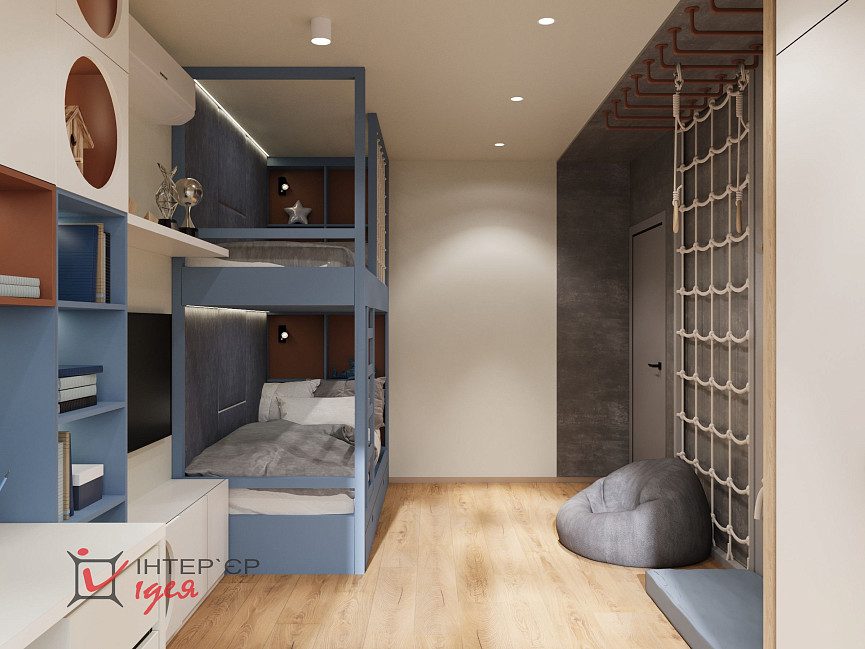 Стильна дитяча кімната для хлопчика, 17 м2